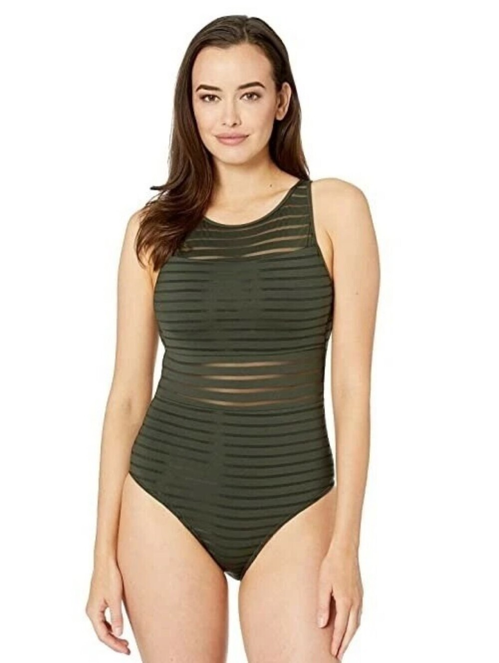 NWT Jets Australia-Jessika Allen Mesh-Trim Swimsuit Black Sz 6